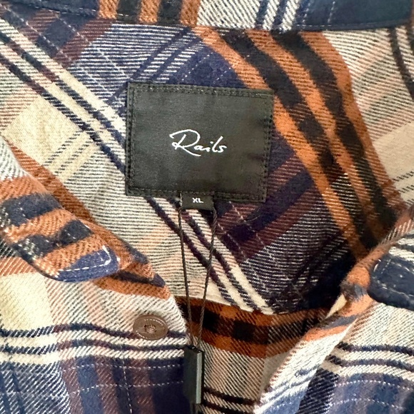 NWT Rails Forrest Heavy Flannel Shirt | Men’s XL | Oat Umber Steel Cotton - Picture 7 of 10